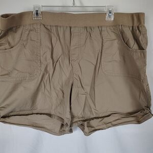 Tan Cargo Shorts Lightweight Mid-Thigh